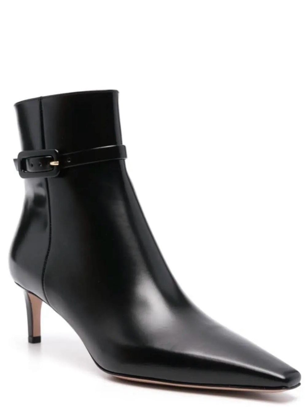 Gianvito Rossi Black Leather Pointed Ankle Boot with Strap Size US Size 10